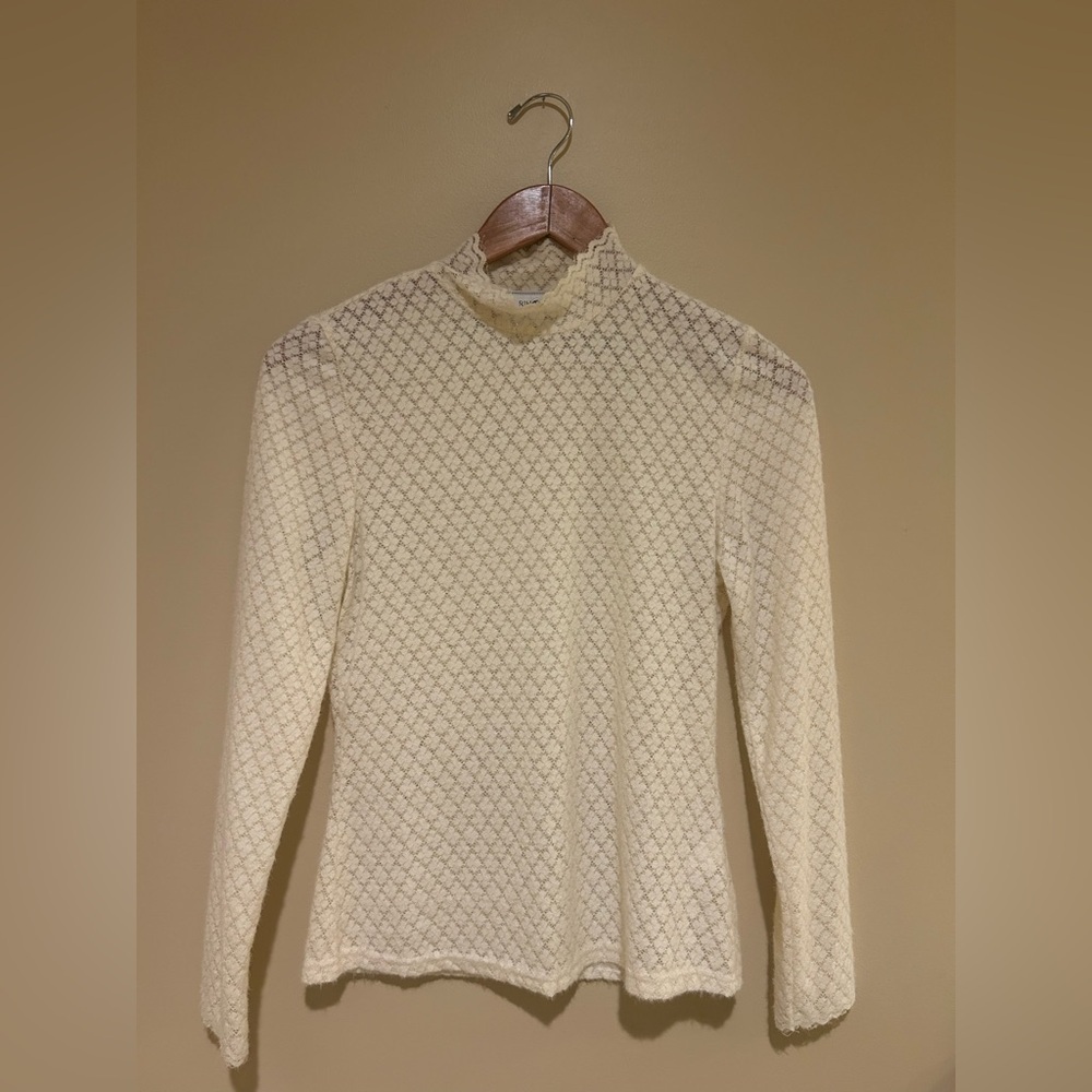 RIHOAS Ivory Lace Mock Neck Long Sleeve Top Size XS